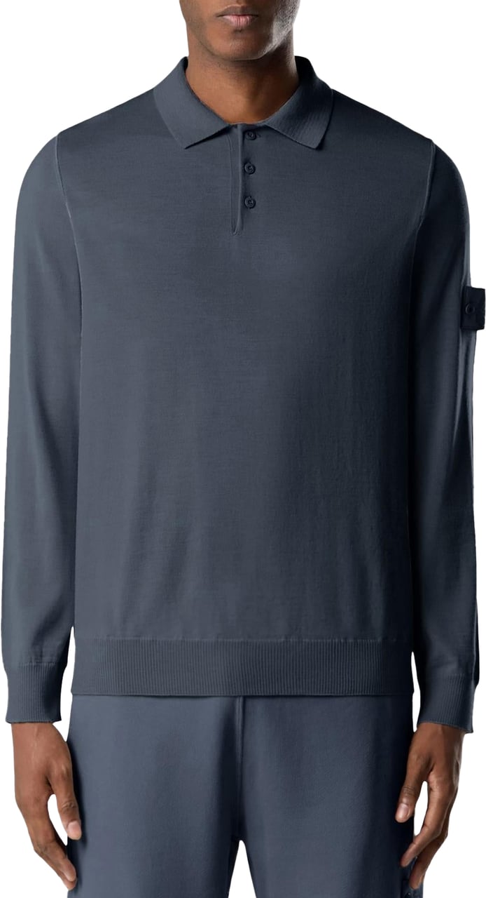 Stone Island Heren LongSleeve Polo Ghost Blauw Blauw