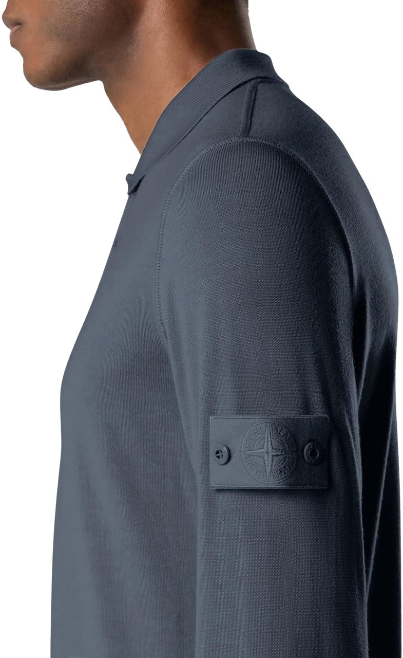 Stone Island Heren LongSleeve Polo Ghost Blauw Blauw