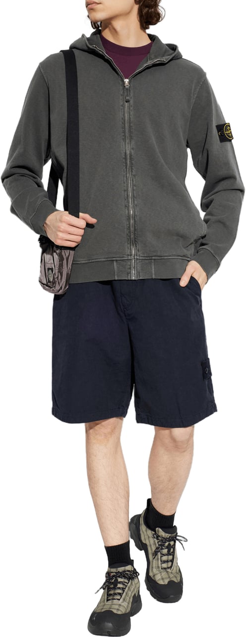 Stone Island SI GHOST katoenen linnen canvas shorts marineblauw Navy