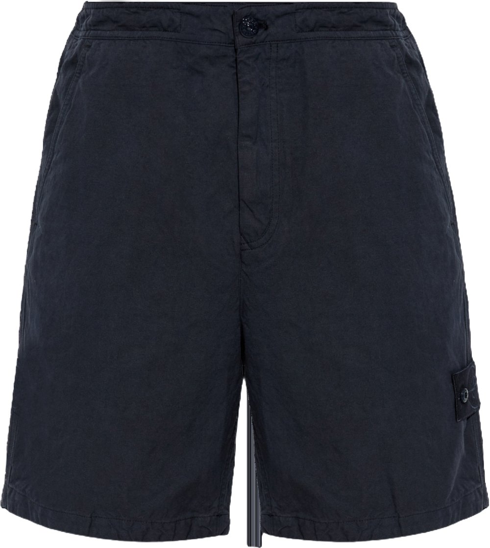 Stone Island SI GHOST katoenen linnen canvas shorts marineblauw Navy