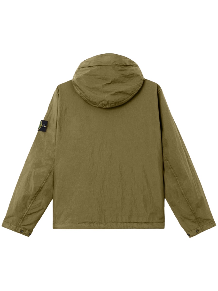 Stone Island Neutrals Crinkled Texture Zippered Jacket Bruin