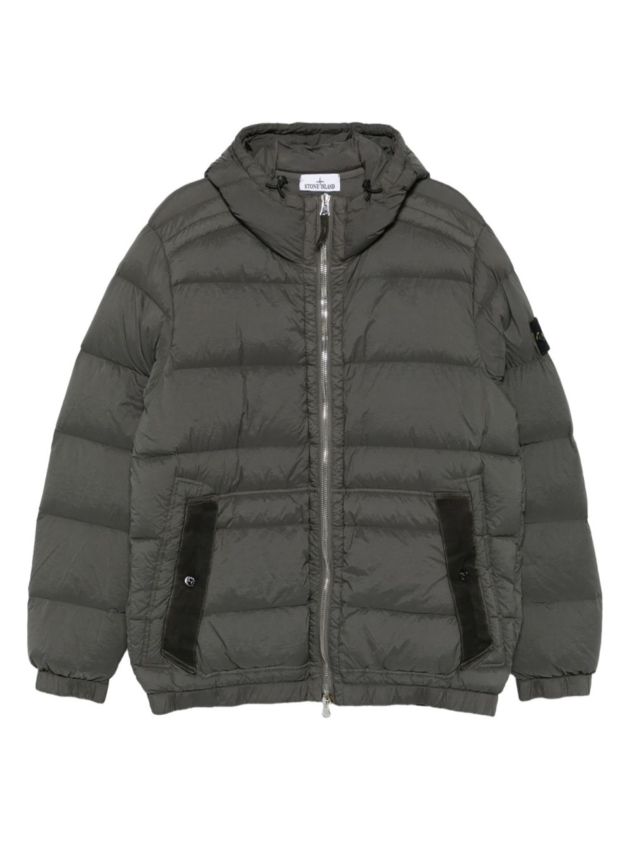 Stone Island Polyamide-Blend Quilted Hooded Down Jacket Grijs