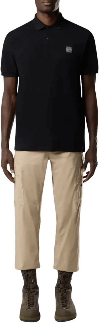 Stone Island Poloshirt van 50/2 biologisch katoen piqué, zwart Zwart