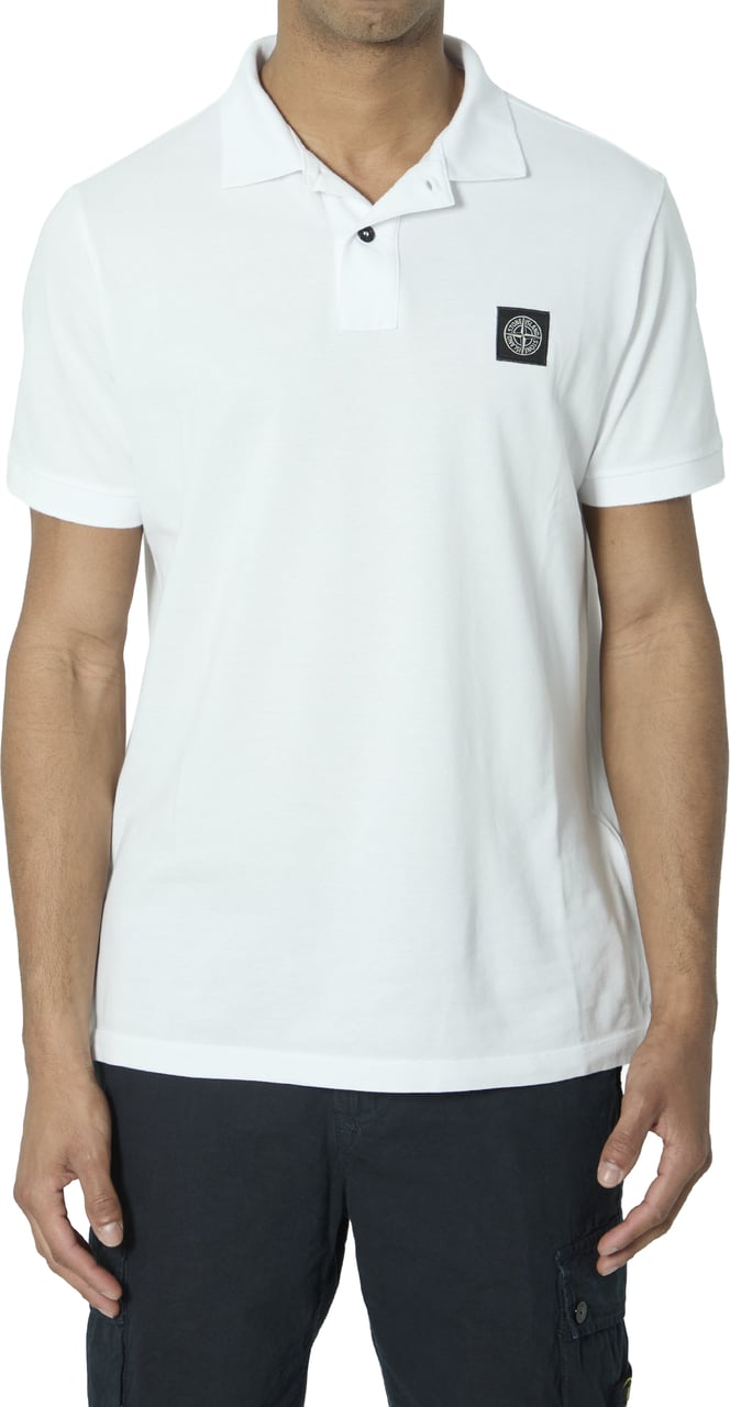 Stone Island Cotton pique polo shirt Wit