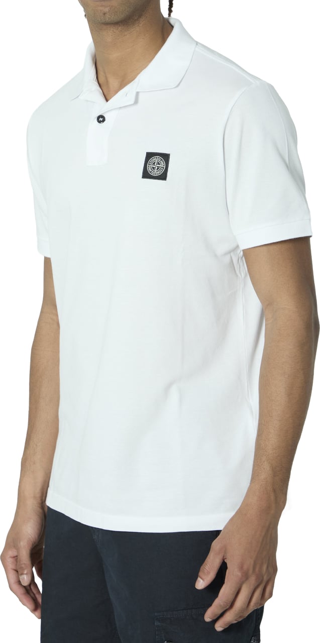 Stone Island Cotton pique polo shirt Wit