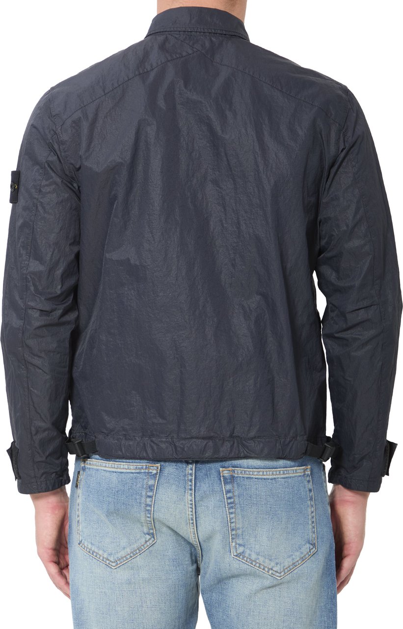 Stone Island Navy blue nylon overshirt Blauw