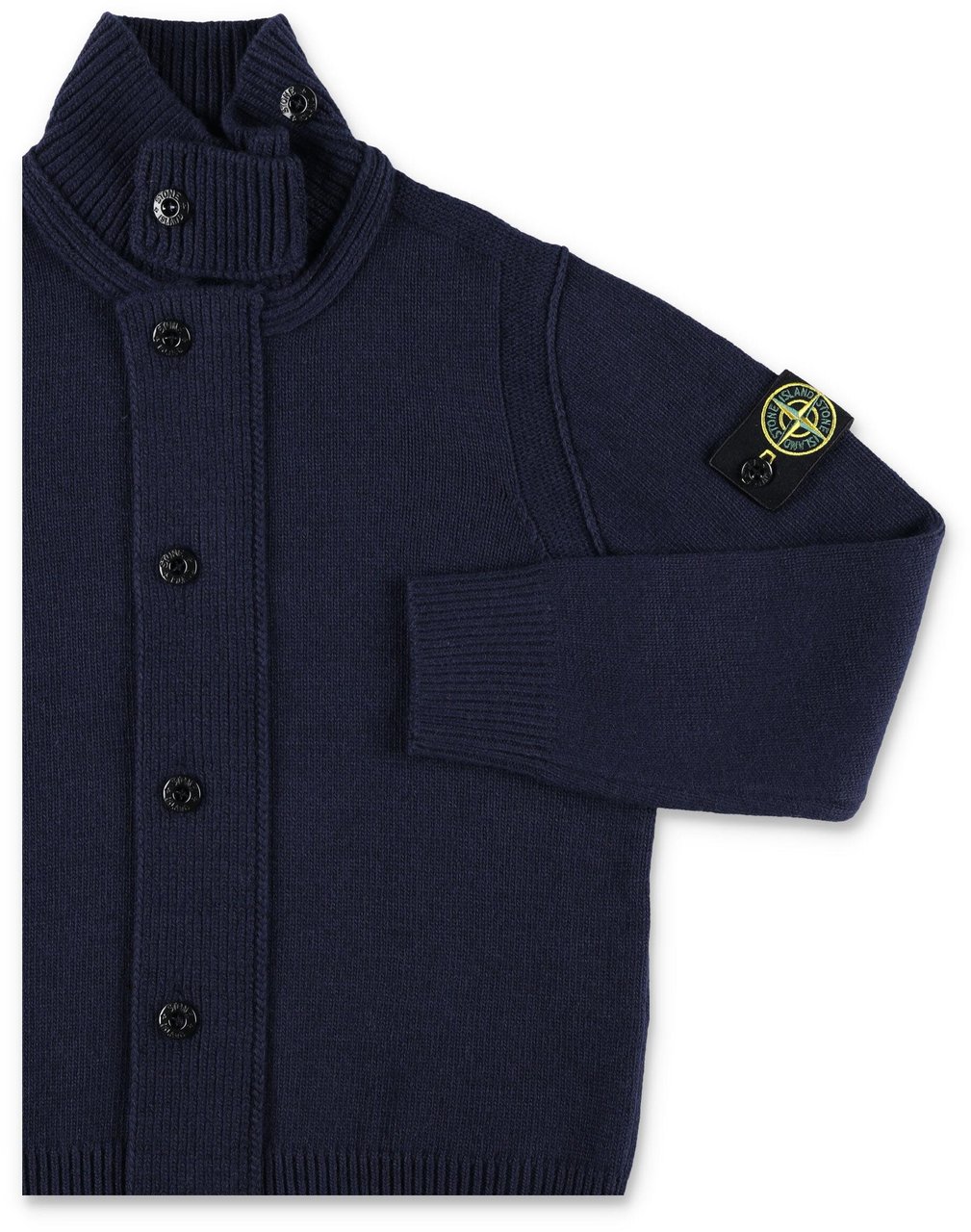 Stone Island Cardigan Botton Collo Alto Blu Navy