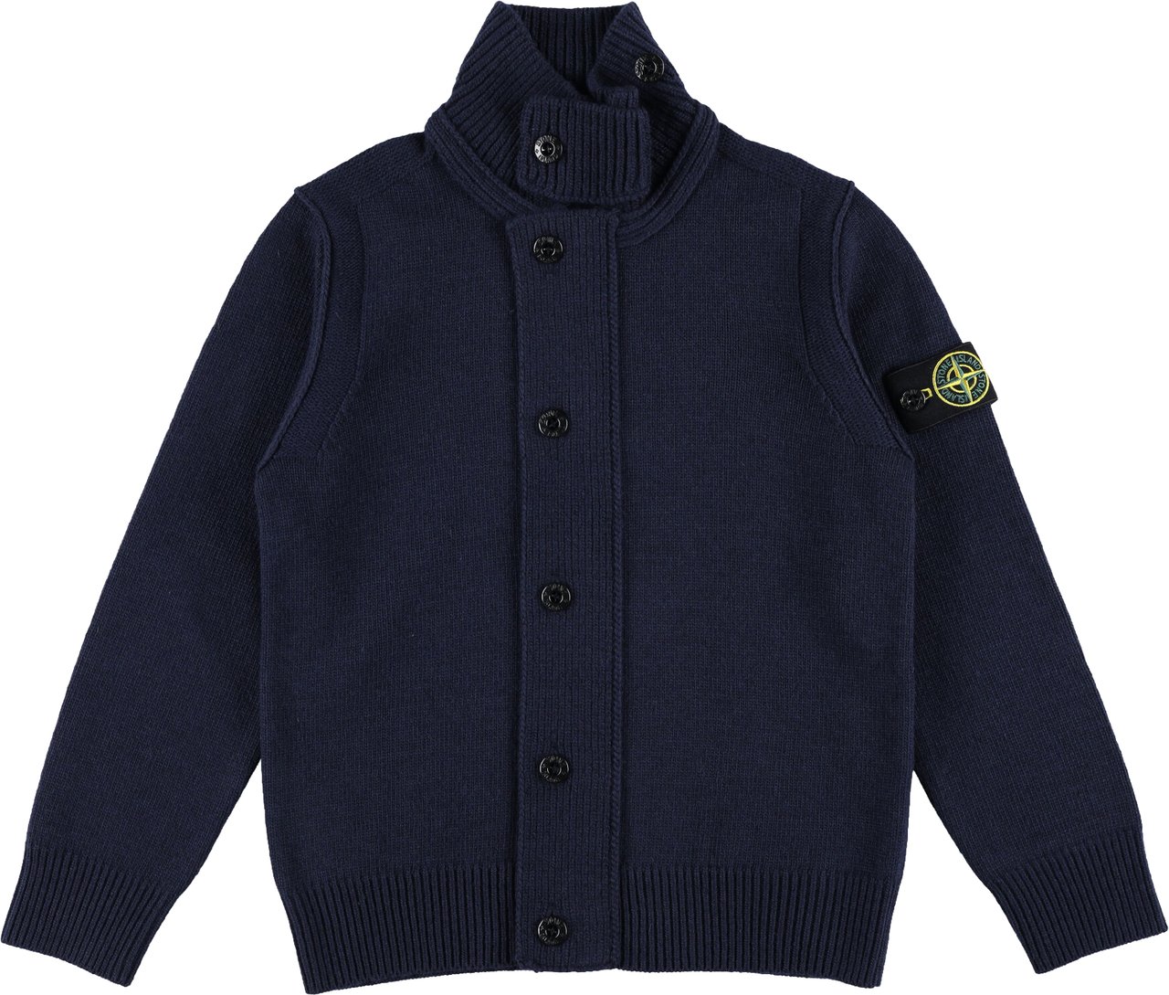 Stone Island Cardigan Botton Collo Alto Blu Navy