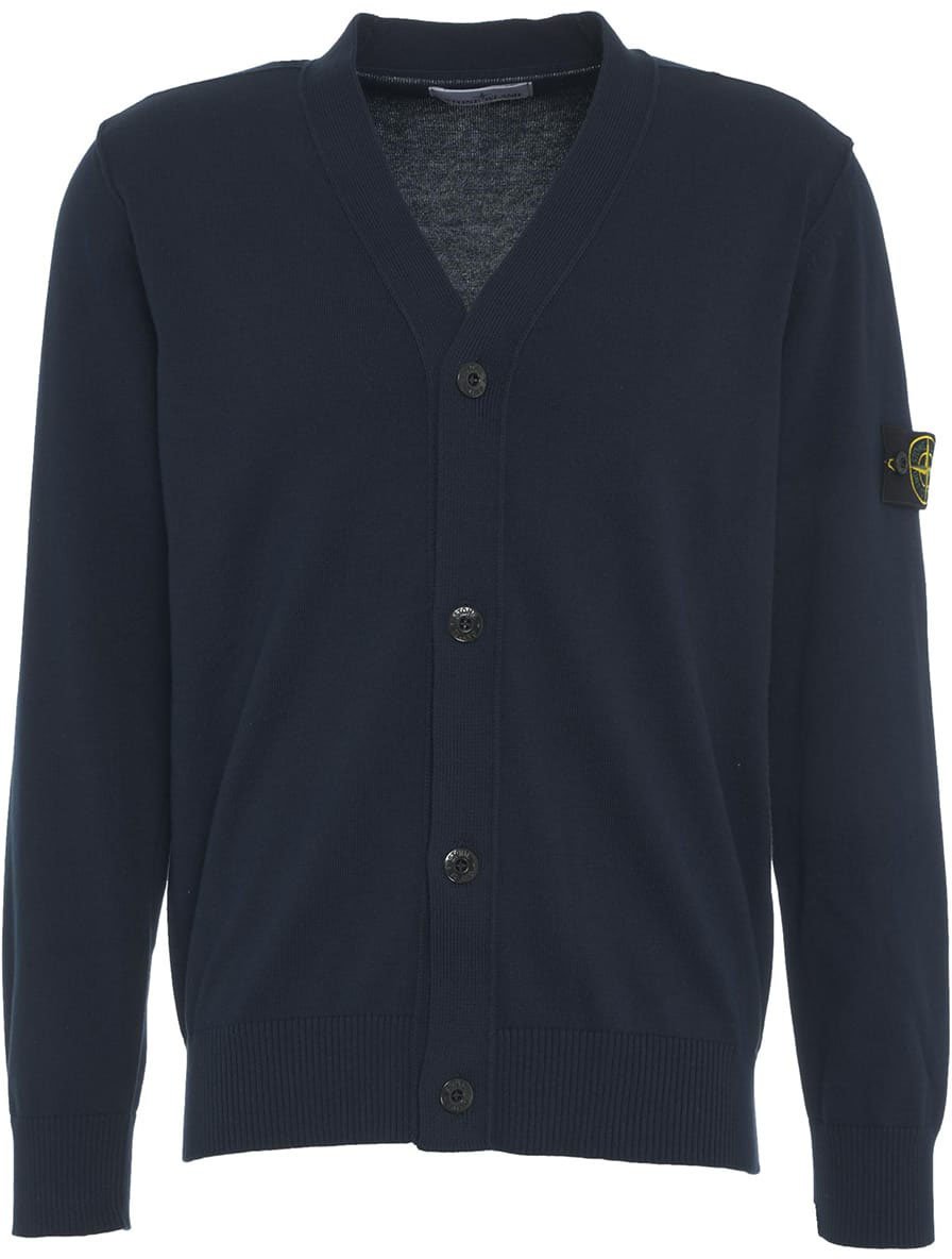 Stone Island Cardigan with detachable logo Blauw