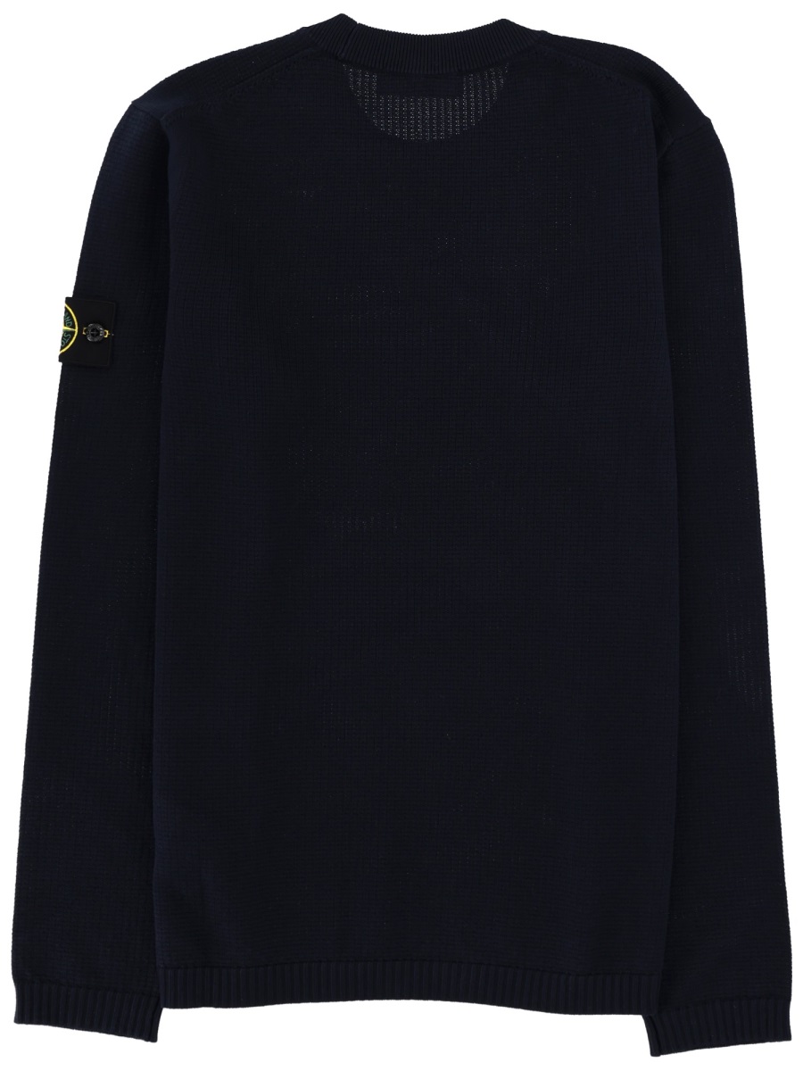 Stone Island Black Fitted Patch Cotton Sweater Zwart