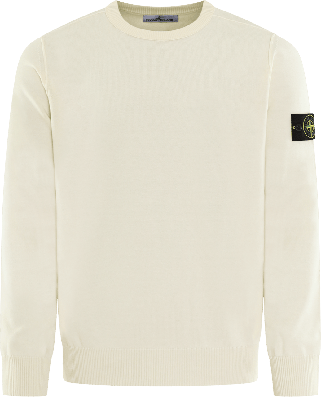 Stone Island Heren Logopatch Crew Neck Ivory Wit
