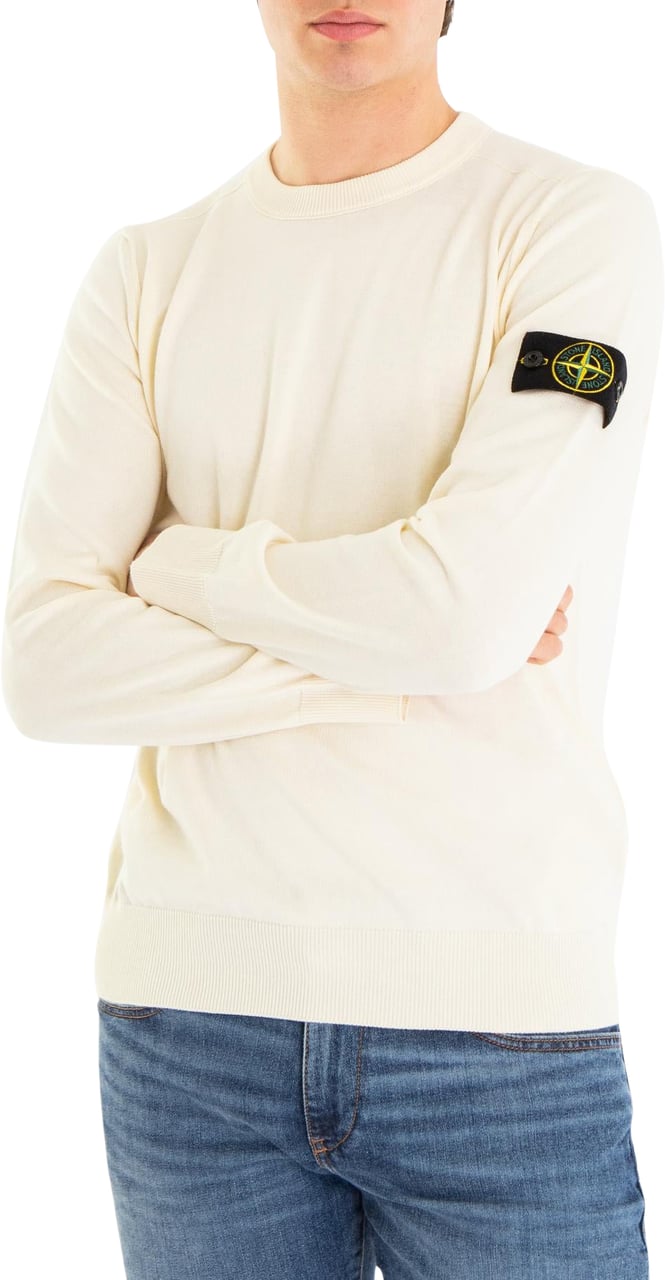 Stone Island Heren Logopatch Crew Neck Ivory Wit