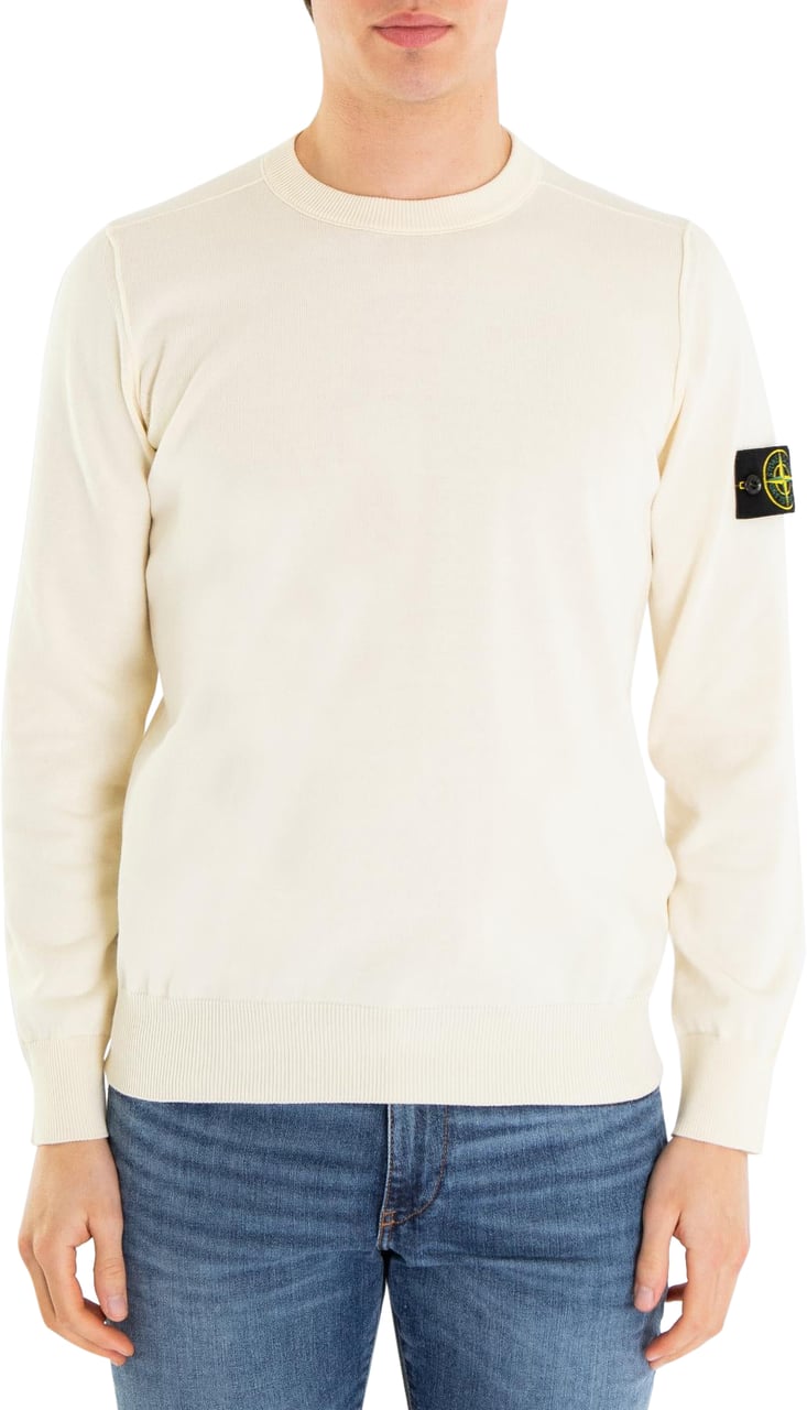 Stone Island Heren Logopatch Crew Neck Ivory Wit
