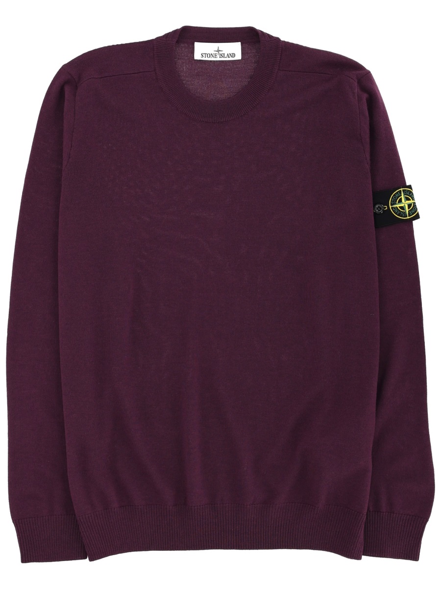Stone Island Grey Fine Knit Virgin Wool Sweater Zwart