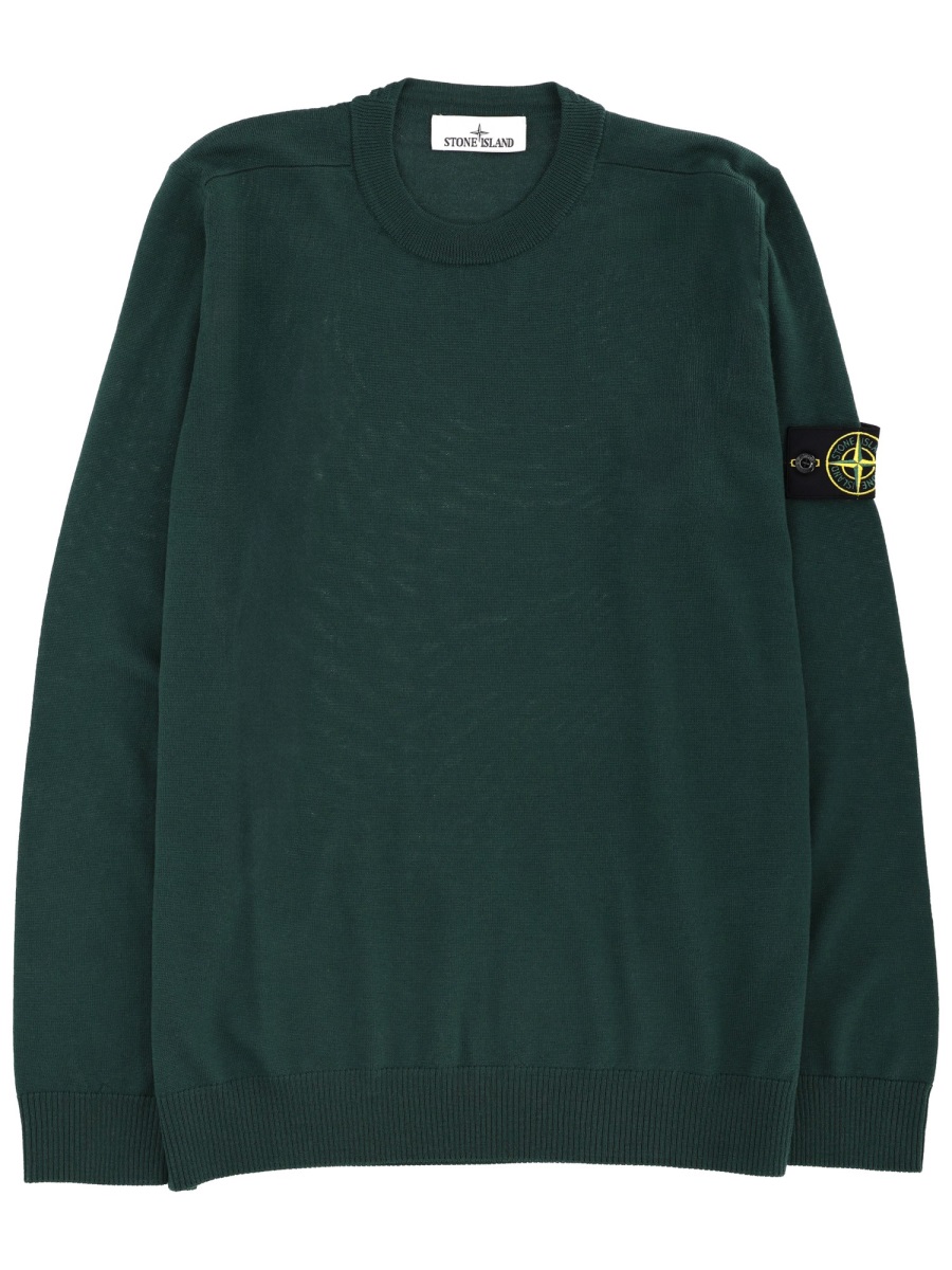 Stone Island Grey Crewneck Virgin Wool Sweater Zwart