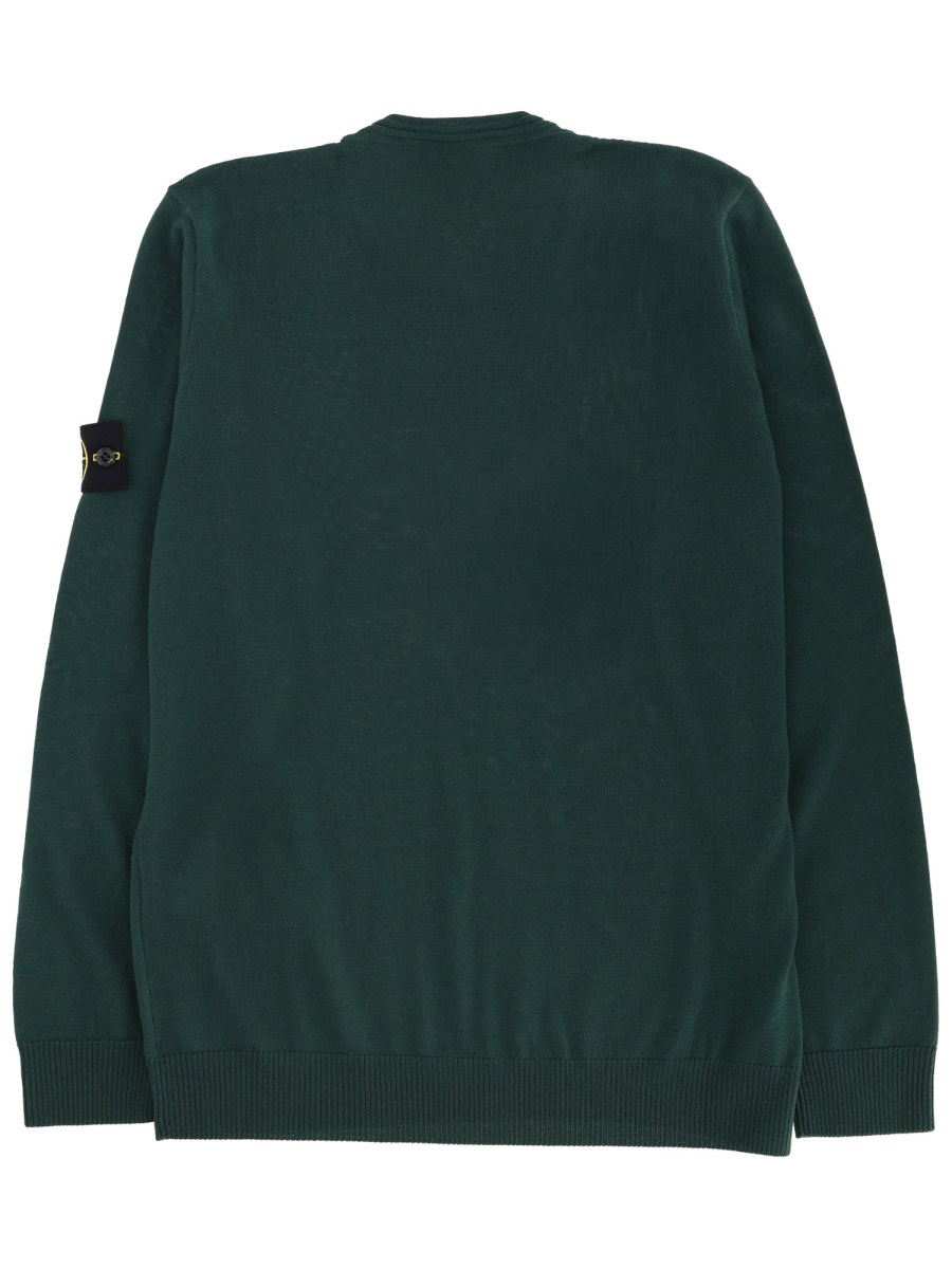 Stone Island Grey Crewneck Virgin Wool Sweater Zwart
