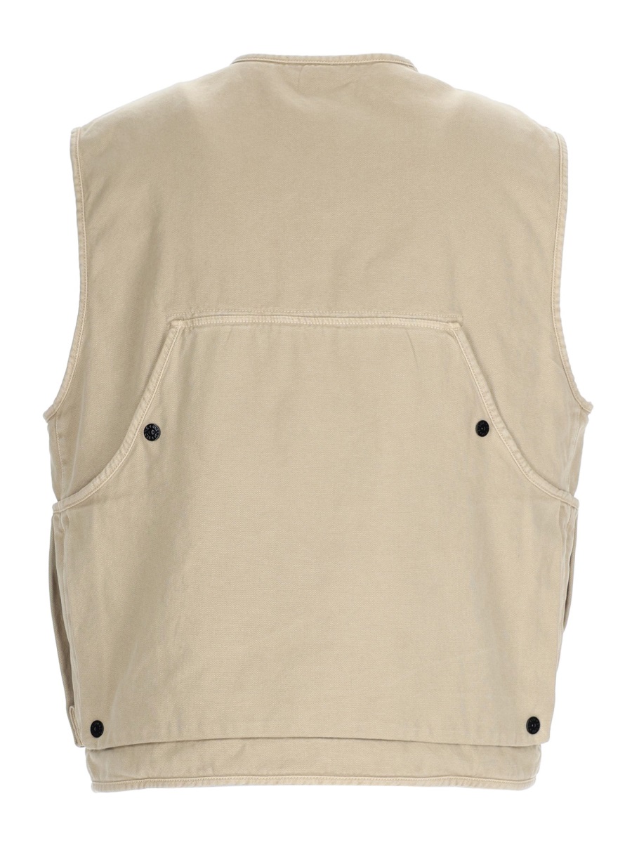 Stone Island Oversized Quilted Lining Cotton Vest Neutraal