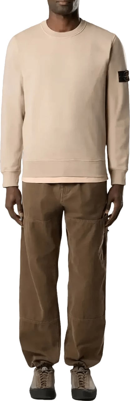 Stone Island Sweatshirt van biologisch katoen fleece in de kleur Desert Sand. Beige