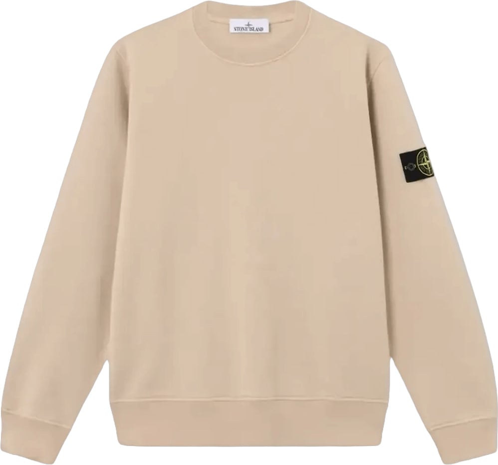 Stone Island Sweatshirt van biologisch katoen fleece in de kleur Desert Sand. Beige