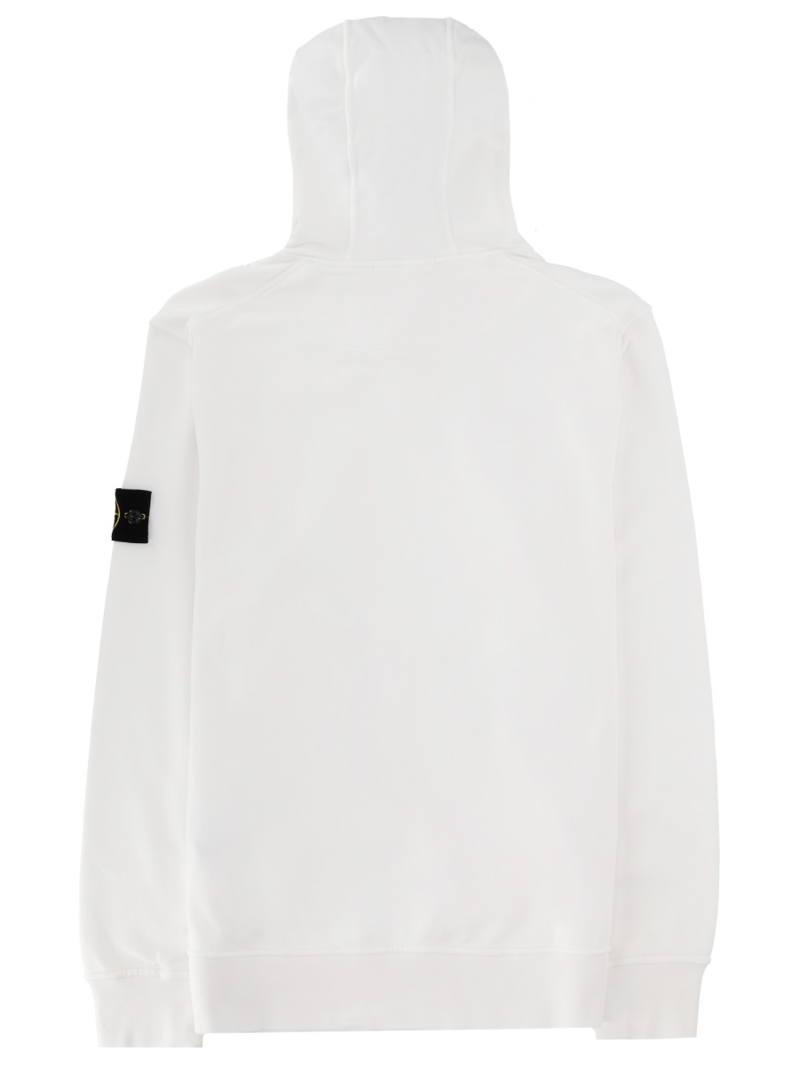 Stone Island Upper Sleeve Patch Cotton Hoodie Wit