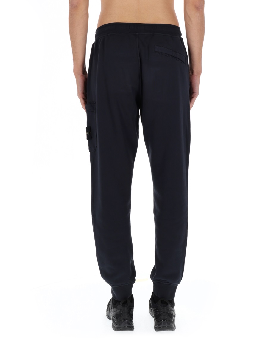 Stone Island Relaxed Fit Drawstring Elasticated Waistband Cotton-Blend Sweatpants Zwart