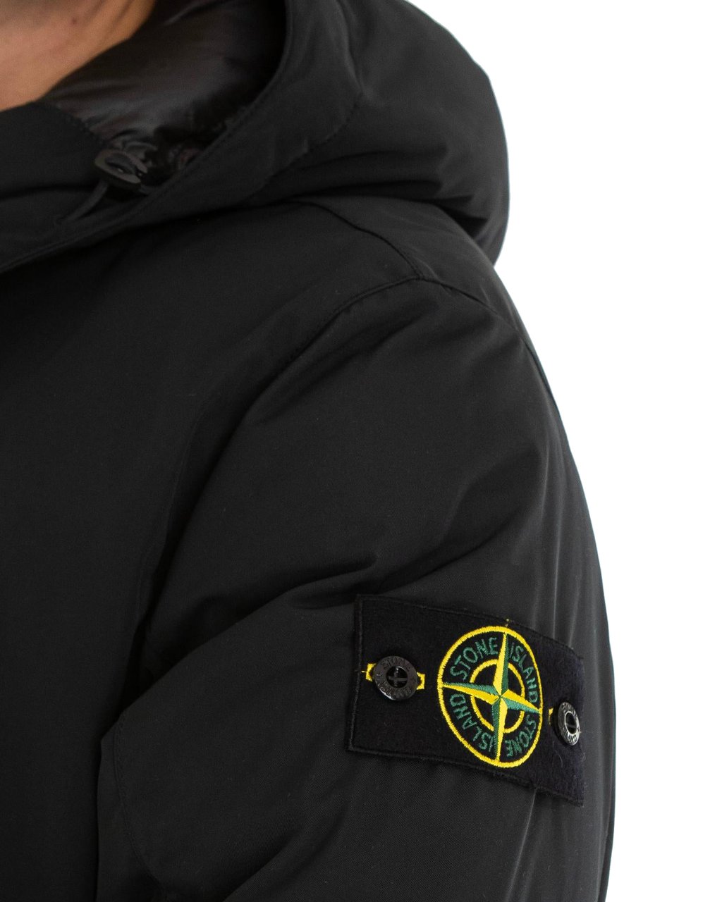 Stone Island Heren Logopatch Long Parka Zwart Zwart