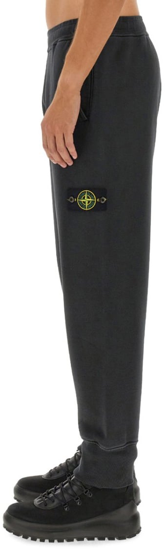 Stone Island Grey Tapered Leg Jogging Pants Zwart