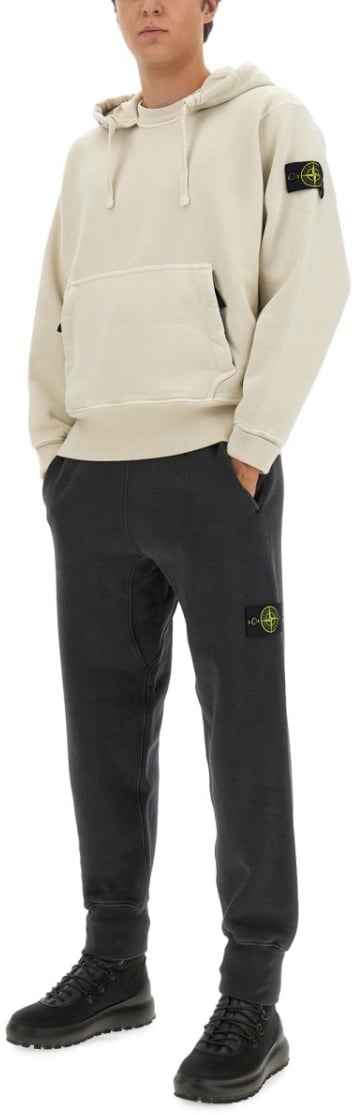 Stone Island Grey Tapered Leg Jogging Pants Zwart