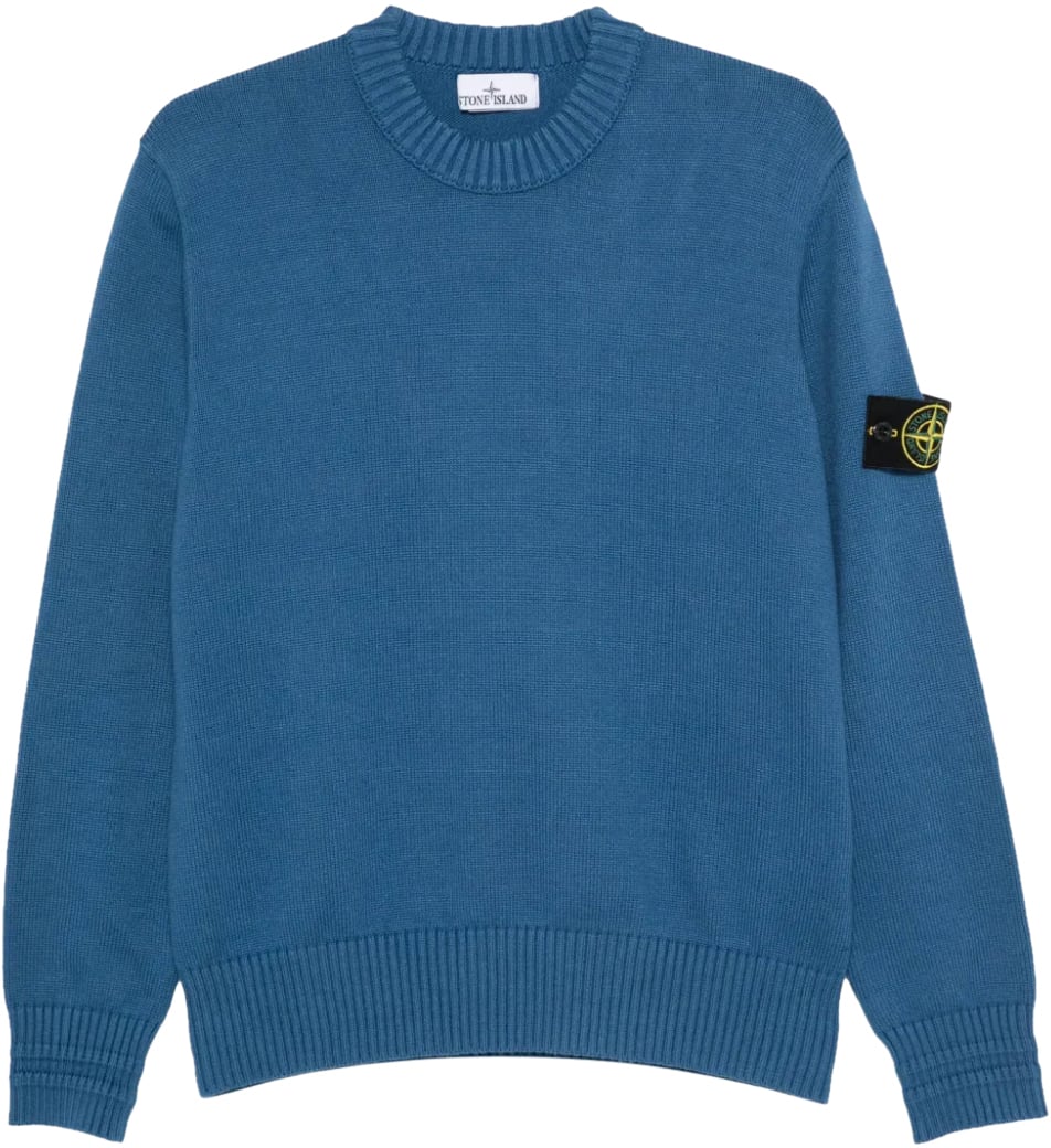 Stone Island Compass Logo Patch Sweater Blauw