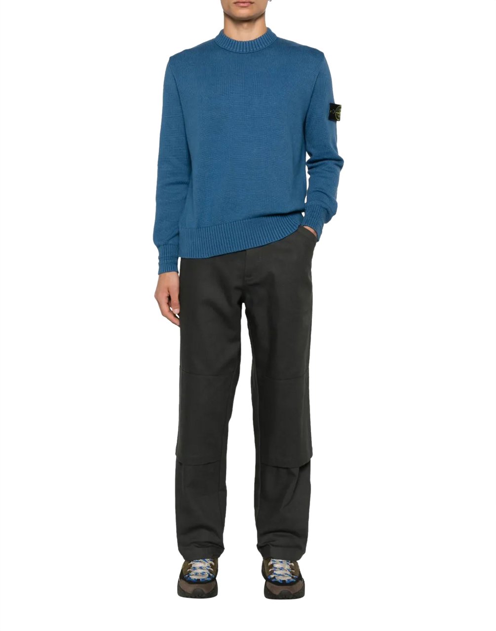 Stone Island Compass Logo Patch Sweater Blauw