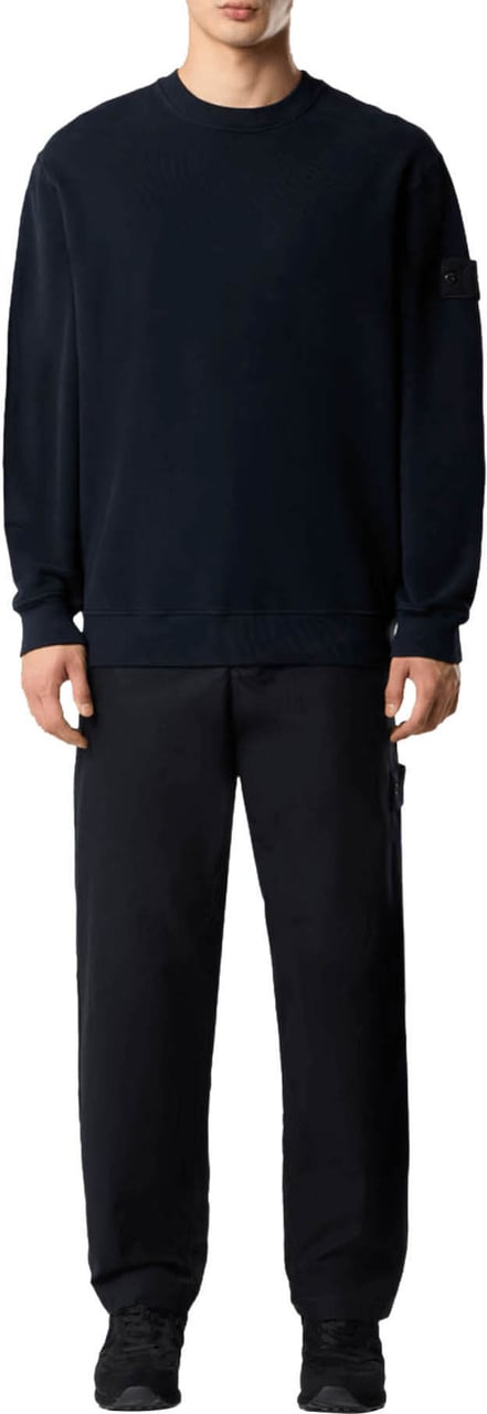 Stone Island 95% ORGANIC COTTON / 5% ELASTANE FLEECE SWEATSHIRT NAVY BLUE Blauw