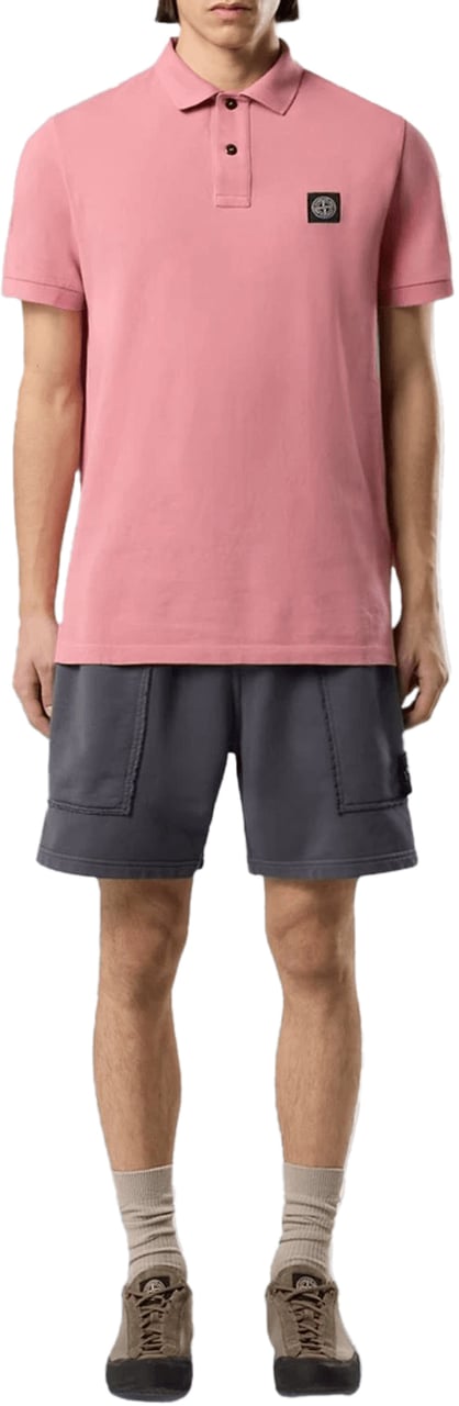 Stone Island Polo shirt van 95% biologisch katoen / 5% elastaan ​​piqué oleander Roze