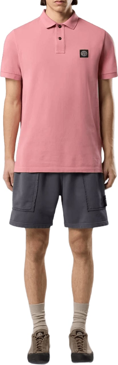 Stone Island Polo shirt van 95% biologisch katoen / 5% elastaan piqué oleander Roze