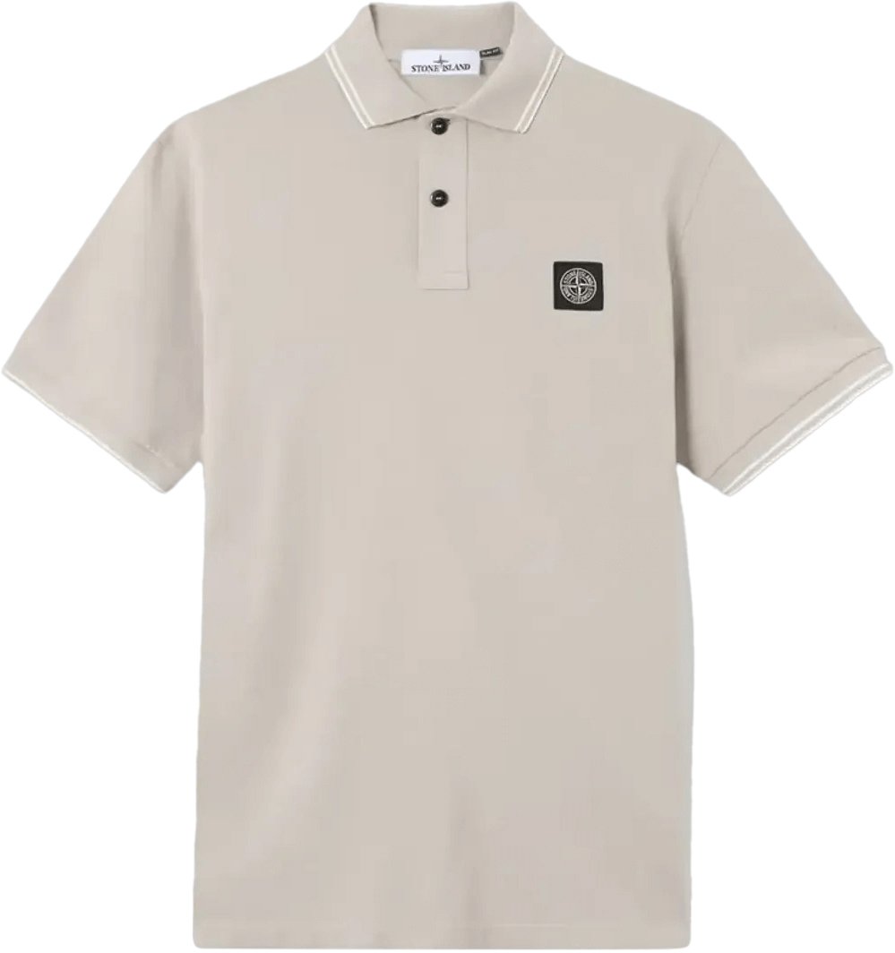 Stone Island Polo shirt van piquéstof (95% biologisch katoen / 5% elastaan) in parelgrijs. Lichtgrijs