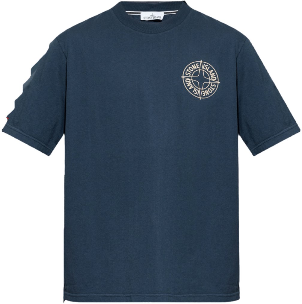 Stone Island ALL AROUND COMPASS' T-SHIRT VAN BIOLOGISCH KATOENEN JERSEY IN MARINEBLAUW Navy
