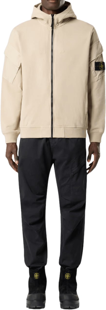 Stone Island BRUSHED ORGANIC COTTON FLEECE HOODIE SWEATER DESERT Beige