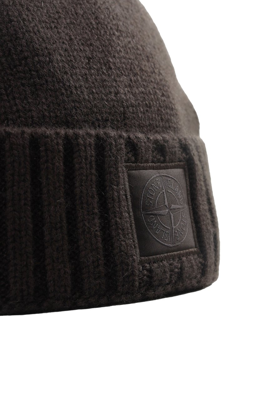 Stone Island CASHMERE_STONE ISLAND GHOST BEANIE DARK BROWN Bruin