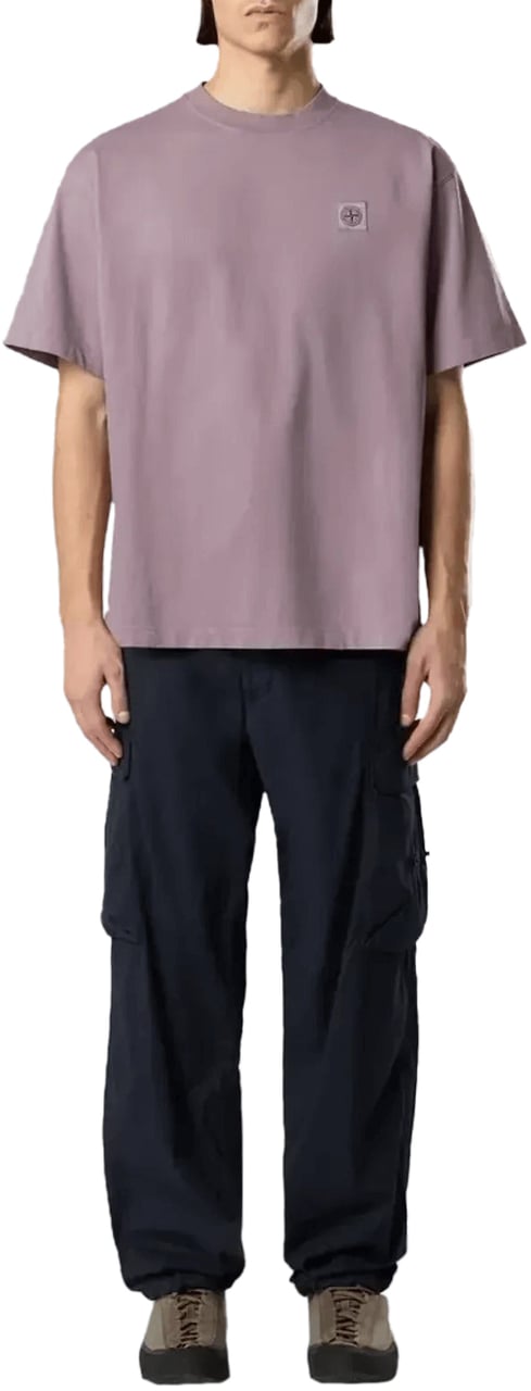 Stone Island T-shirt van gekamd biologisch katoenjersey, paarsgrijs Paars