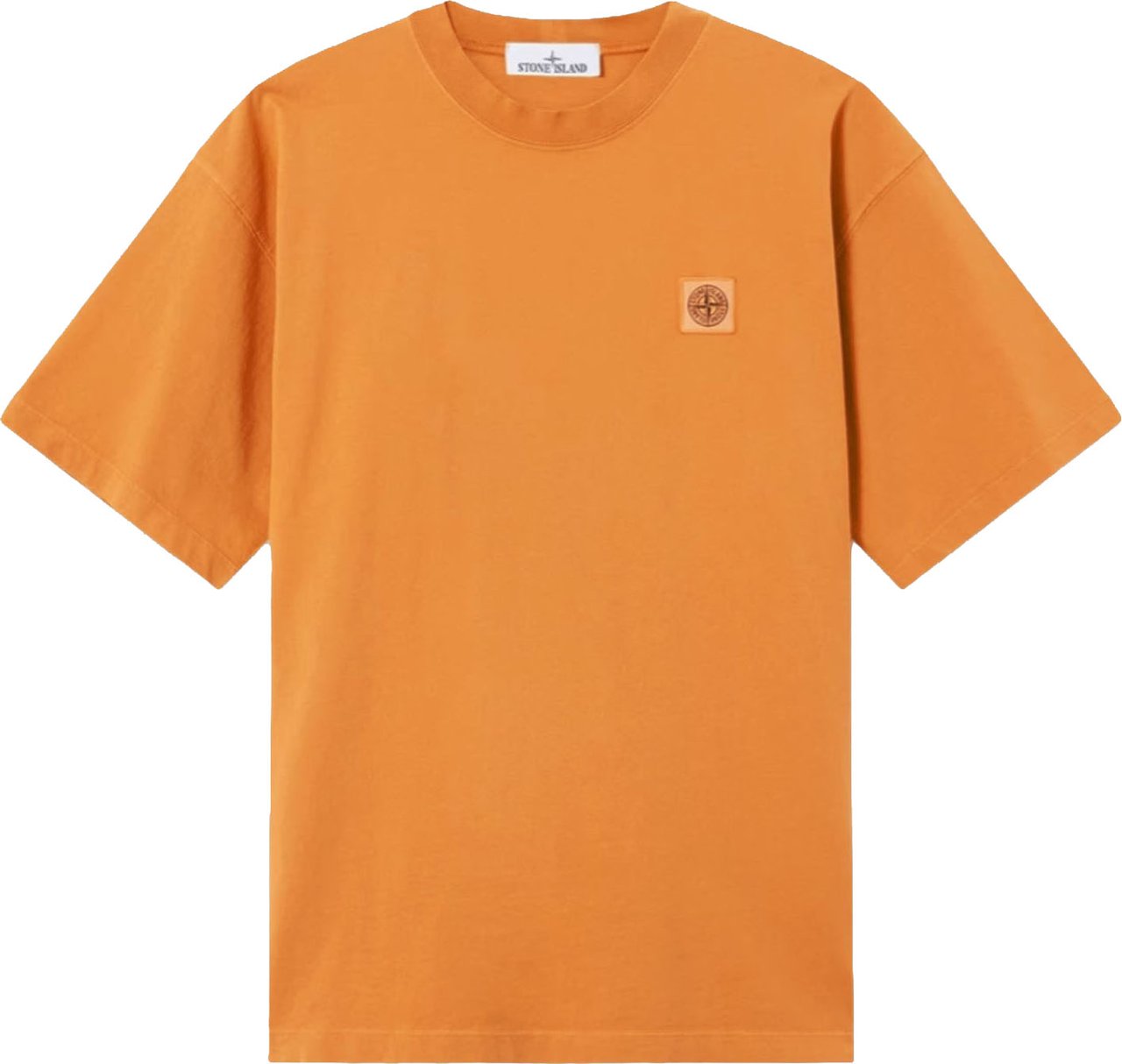 Stone Island T-shirt van gekamd biologisch katoenjersey in de kleur mandarijn. Oranje