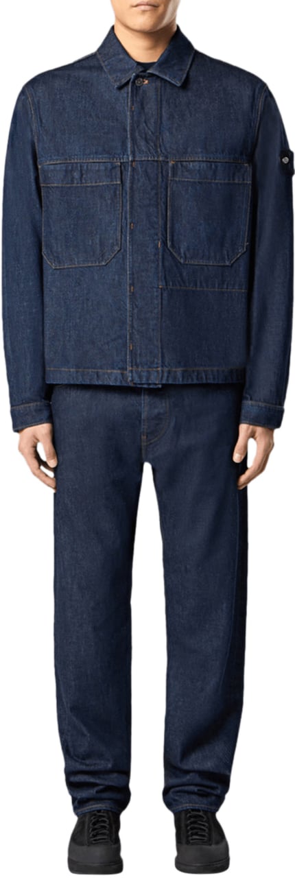 Stone Island INDIGO RINSED DENIM JACKET BLUE Blauw