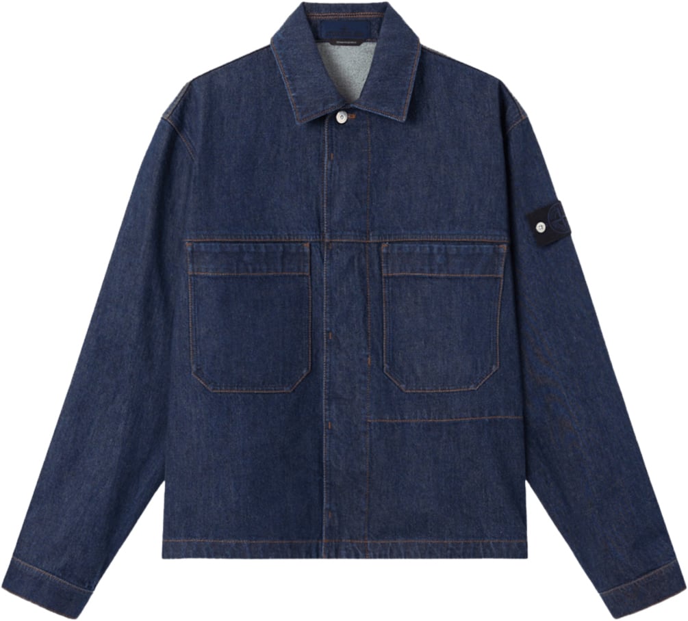 Stone Island INDIGO RINSED DENIM JACKET BLUE Blauw
