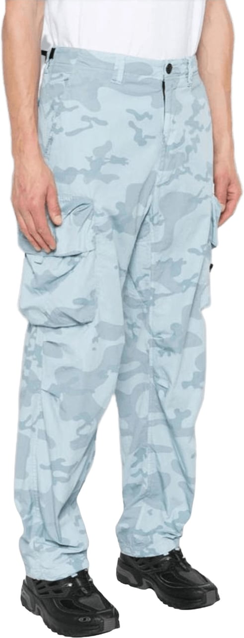 Stone Island Vervaagde camouflage ripstop-TC broek, lichtblauw Lichtblauw