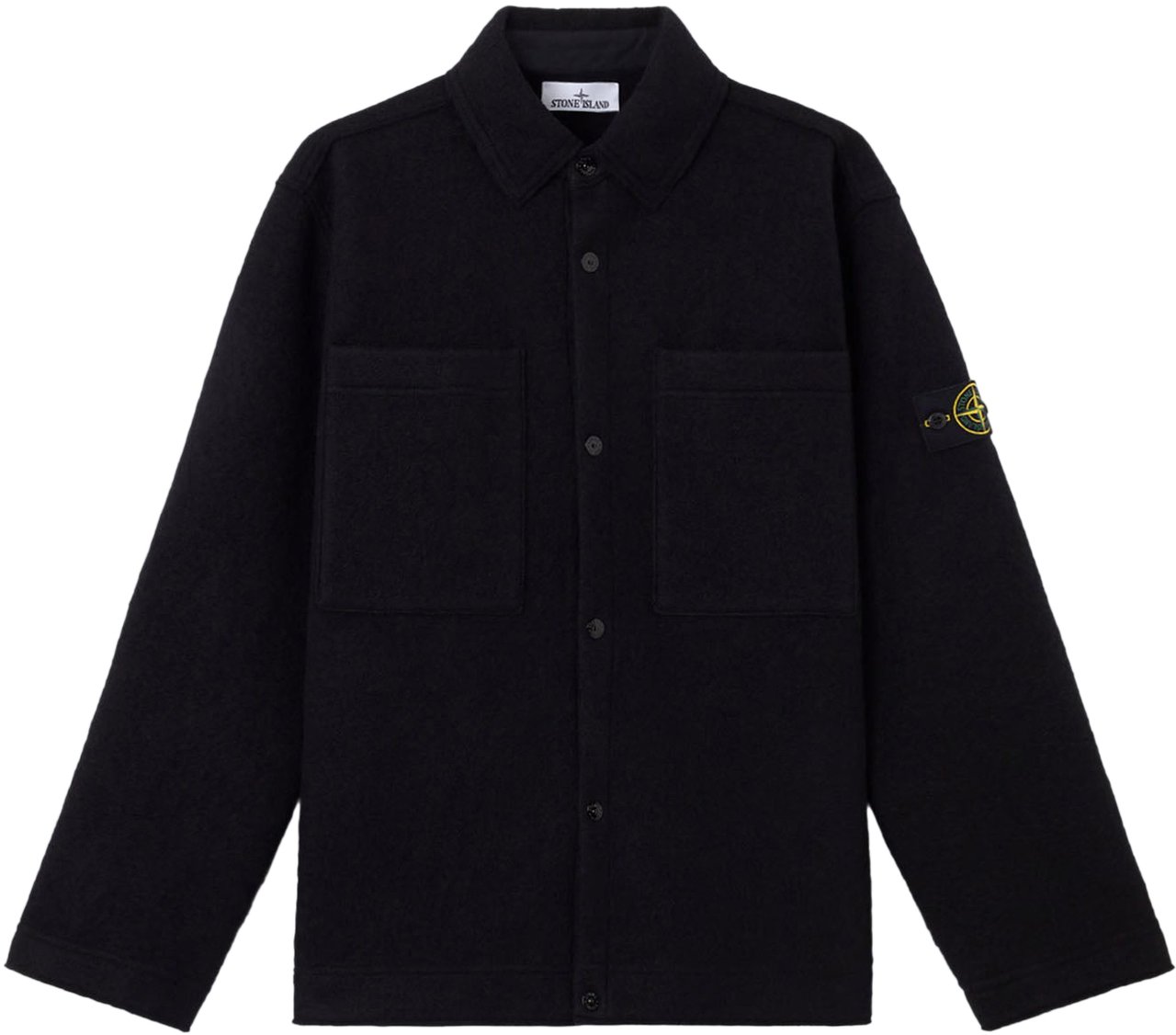 Stone Island FELTED RWS WOOL CARDIGAN BLACK Zwart