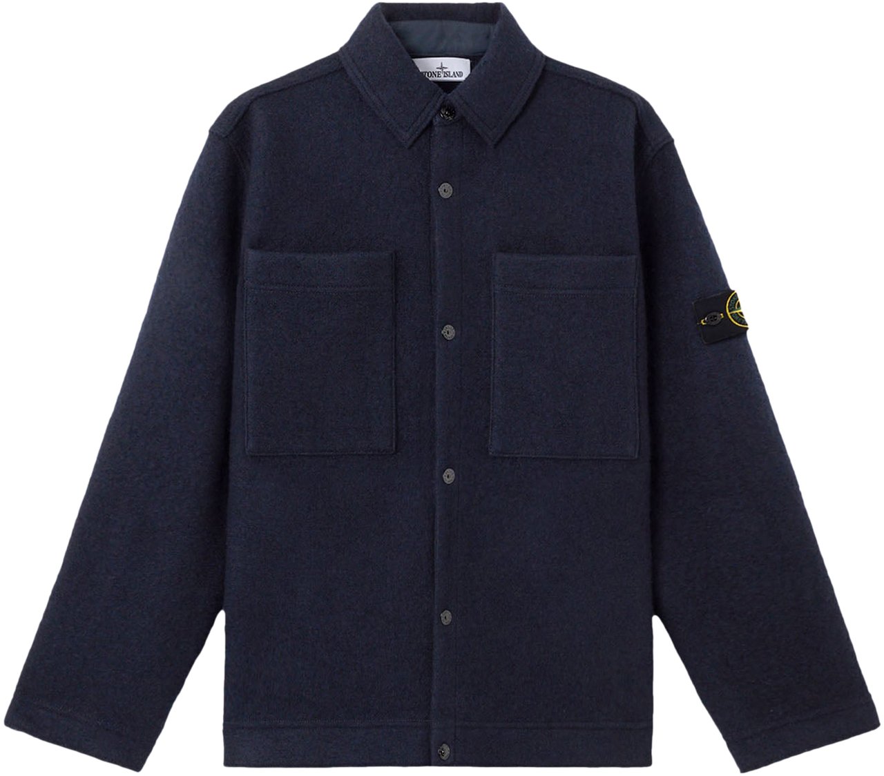 Stone Island FELTED RWS WOOL CARDIGAN NAVY BLUE Blauw