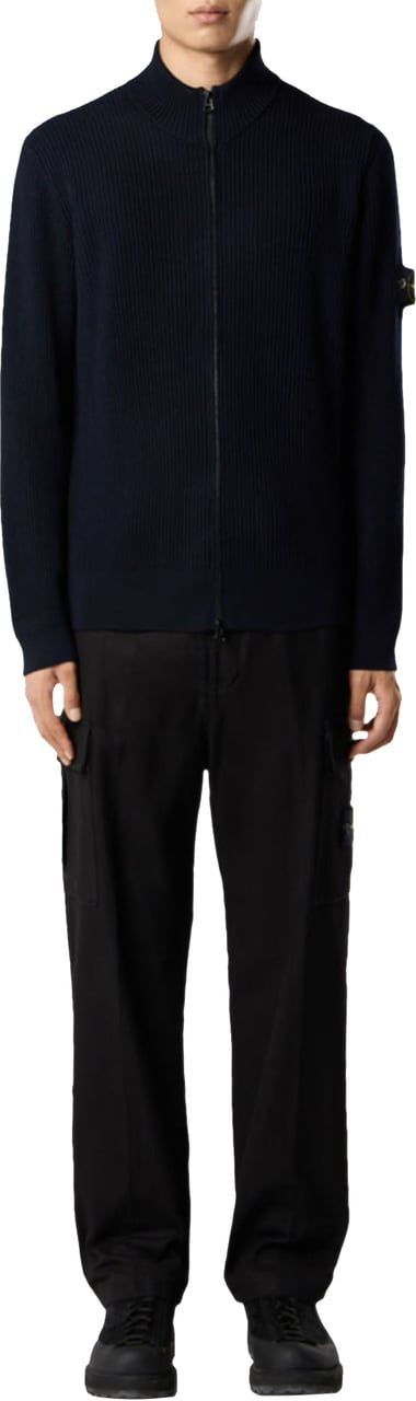 Stone Island FULL RIB RWS WOOL CARDIGAN NAVY BLUE Blauw