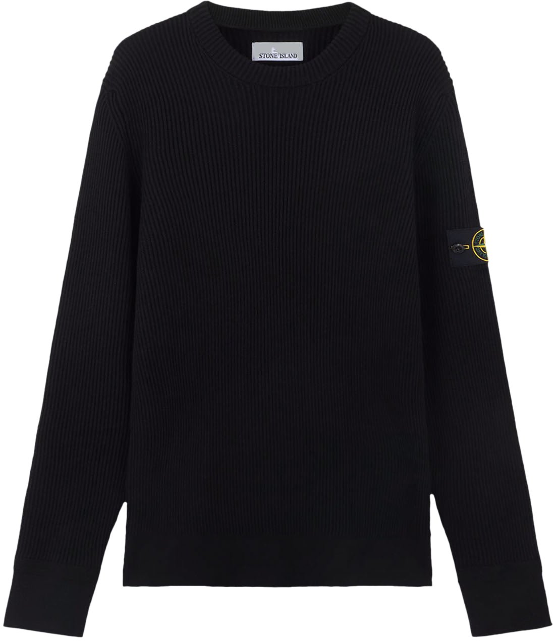 Stone Island FULL RIB RWS WOOL CREW NECK BLACK Zwart