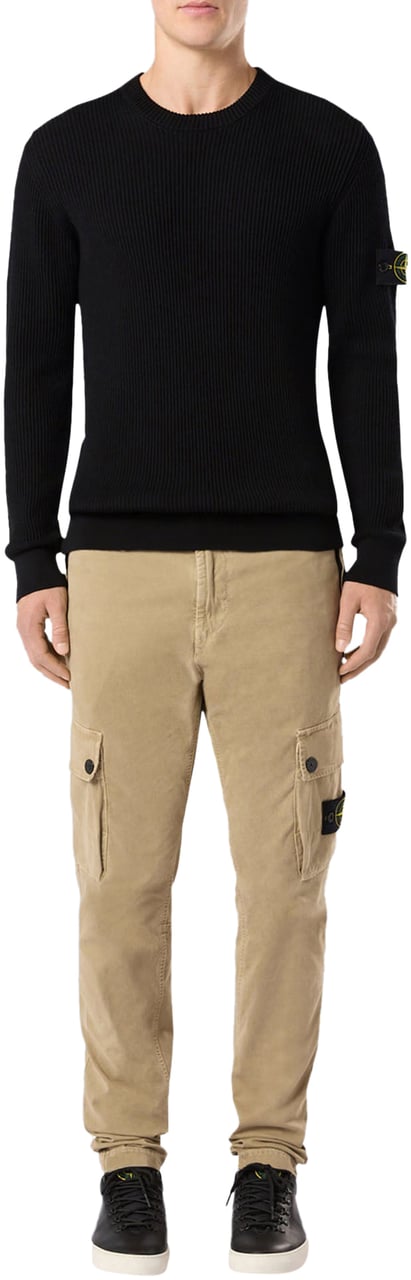 Stone Island FULL RIB RWS WOOL CREW NECK BLACK Zwart