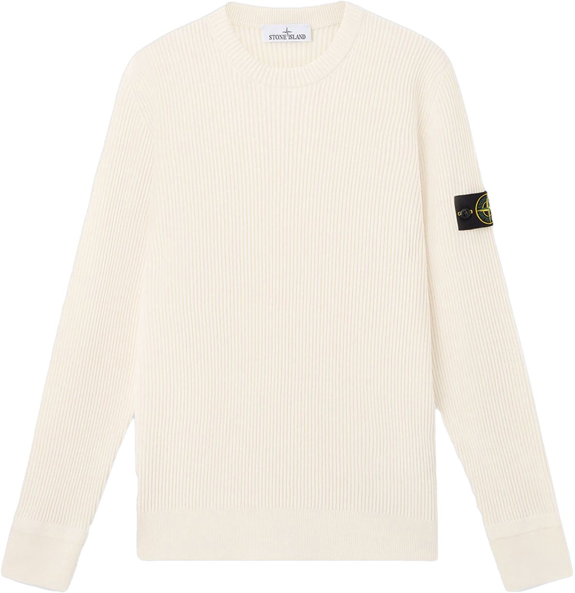 Stone Island FULL RIB RWS WOOL CREW NECK IVORY Wit