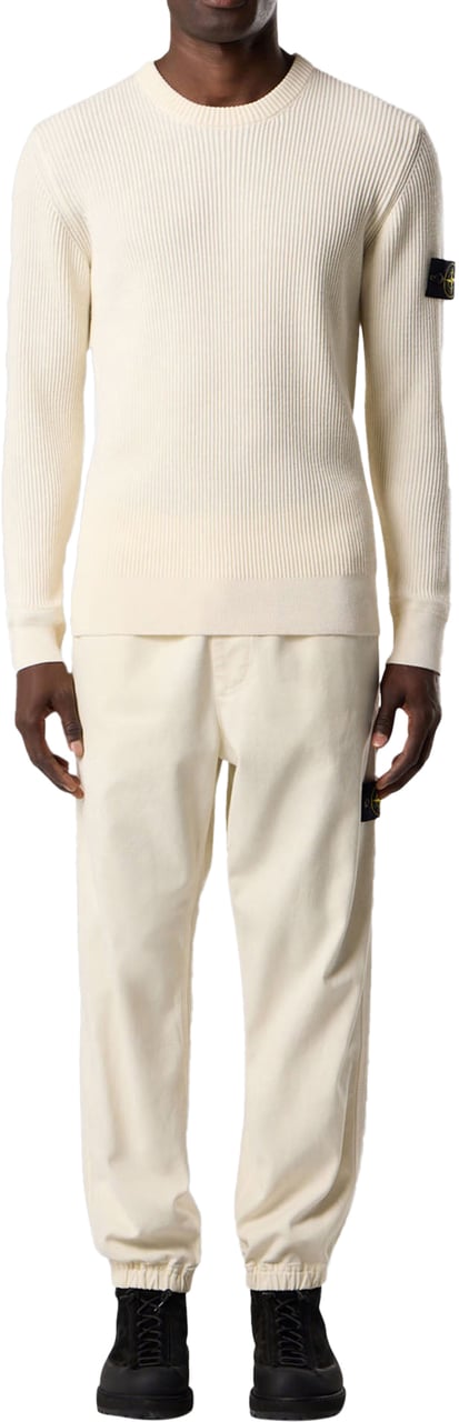 Stone Island FULL RIB RWS WOOL CREW NECK IVORY Wit