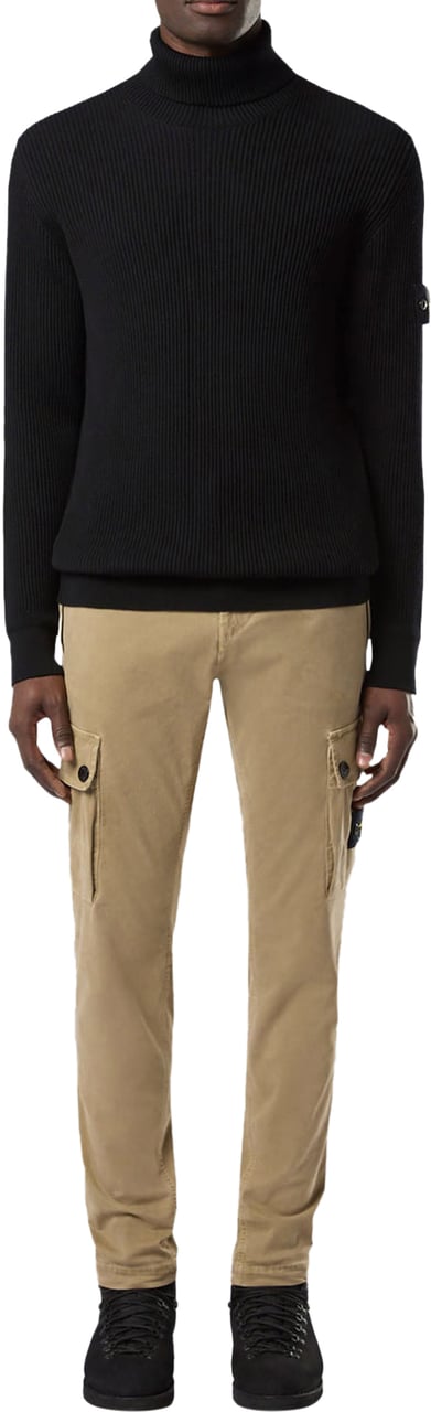 Stone Island FULL RIB RWS WOOL T-NECK BLACK Zwart
